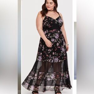 Torrid Black Floral Maxi Dress